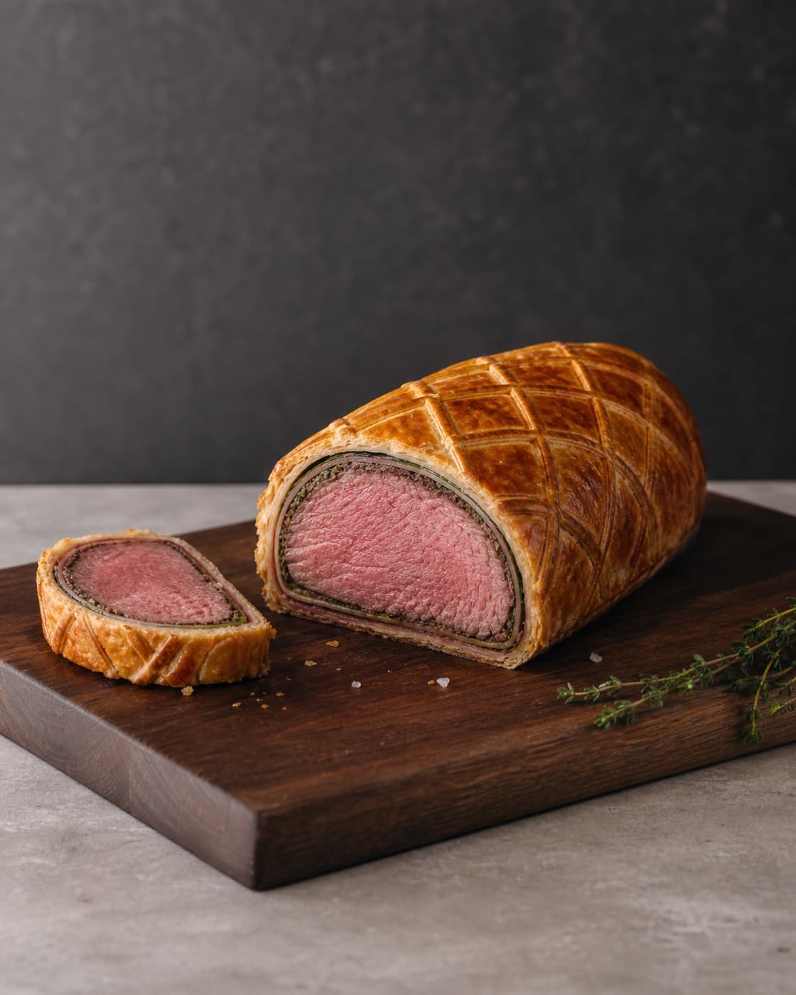 Beef Wellington plated dish