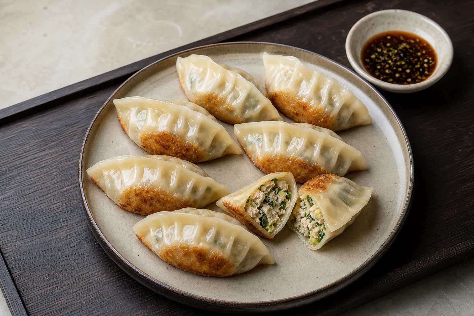 Homemade Pork Mandu plated dish