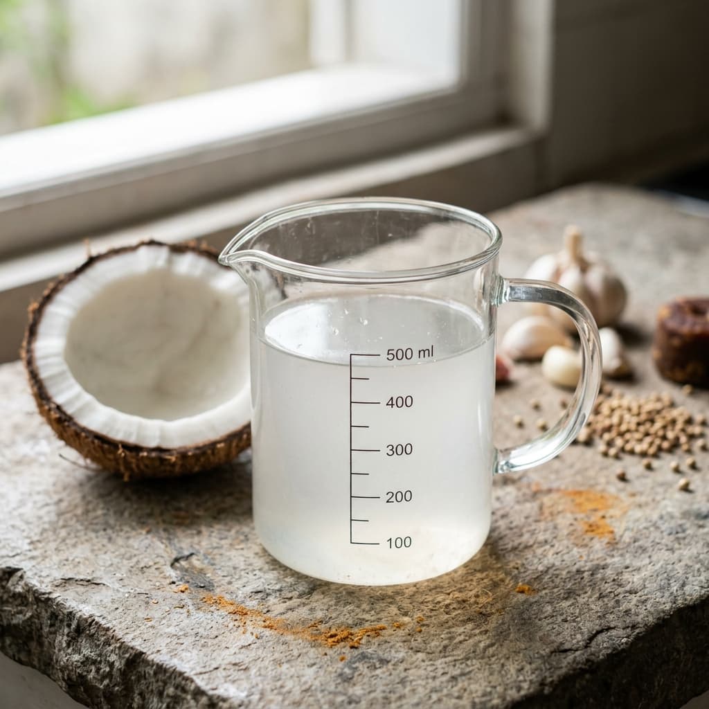 coconut water (air kelapa) for Ayam Goreng Kalasan