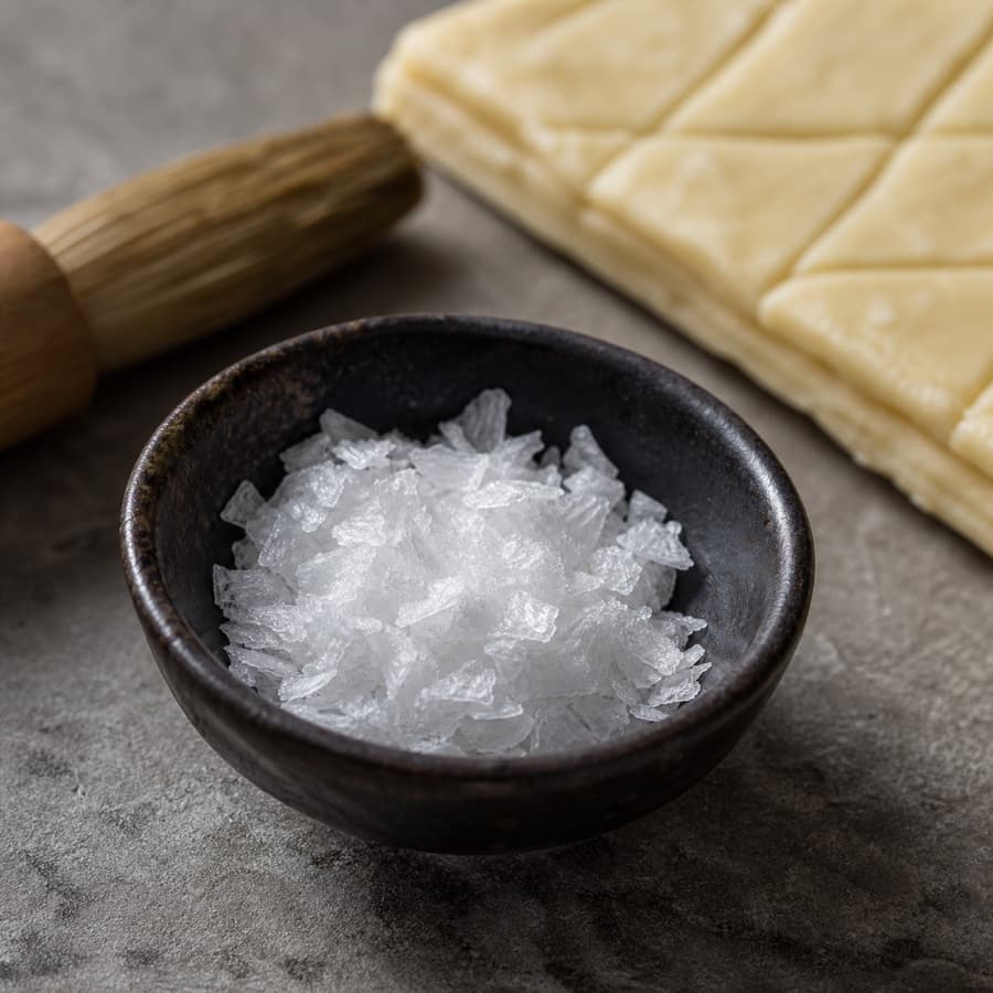 flaky sea salt (garam laut serpih) for Ultra-Crispy Smashed Potatoes