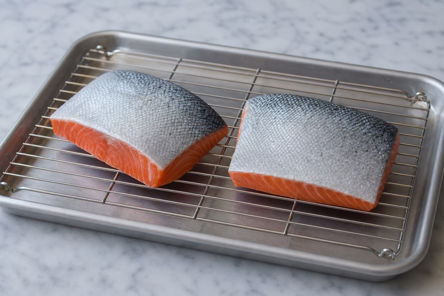 skin-on centre-cut salmon portions (potongan tengah fillet salmon berkulit) for Crisp-Skin Salmon with Miso-Lemon Butter