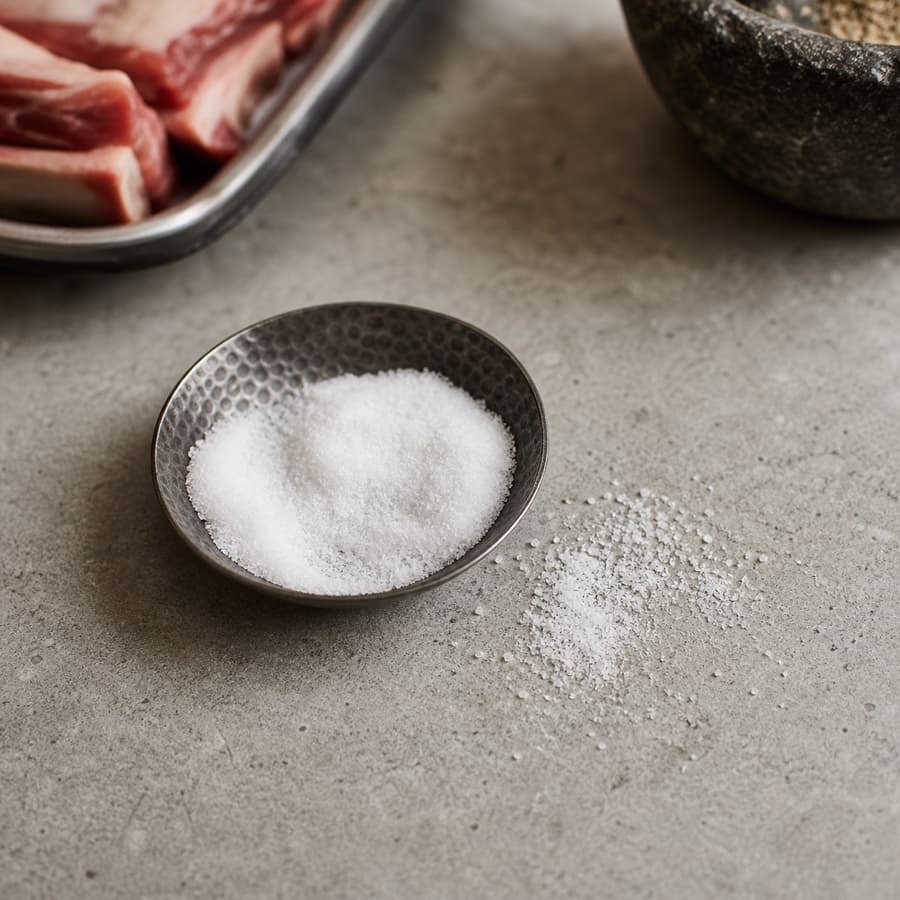 fine salt (garam halus) for Iga Sapi Goreng Madu