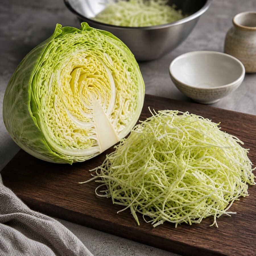 green cabbage (kol hijau) for Japanese Pork Tonkatsu