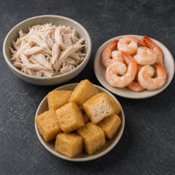 chicken, prawns, or tofu puffs (ayam, udang, atau tahu pong), 450 g for Laksa Lemak