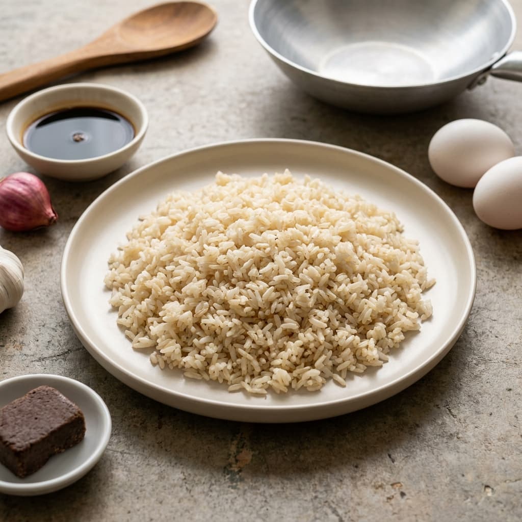 day-old rice (nasi sisa semalam) for Nasi Goreng