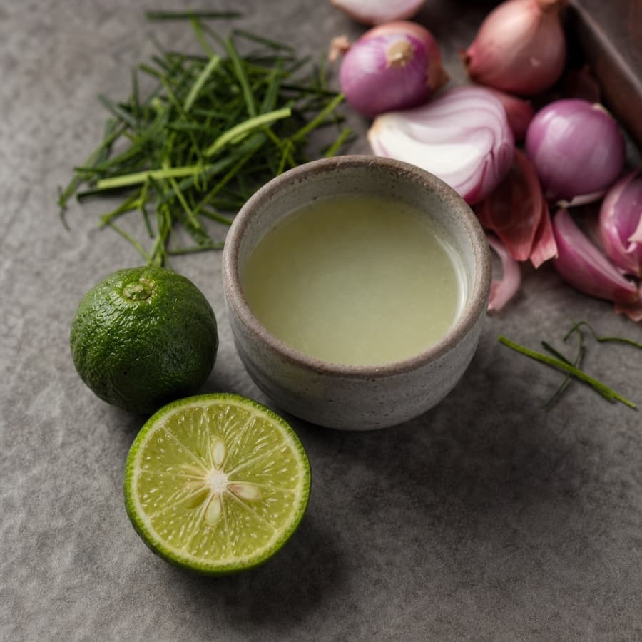 fresh lime juice (air jeruk nipis segar) for Hainanese Chicken Rice