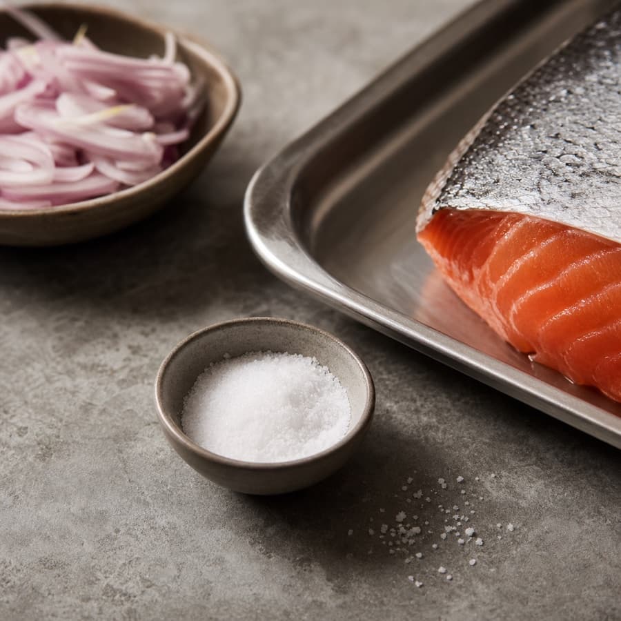 fine sea salt (garam laut halus) for Crispy-Skin Salmon Sambal Matah
