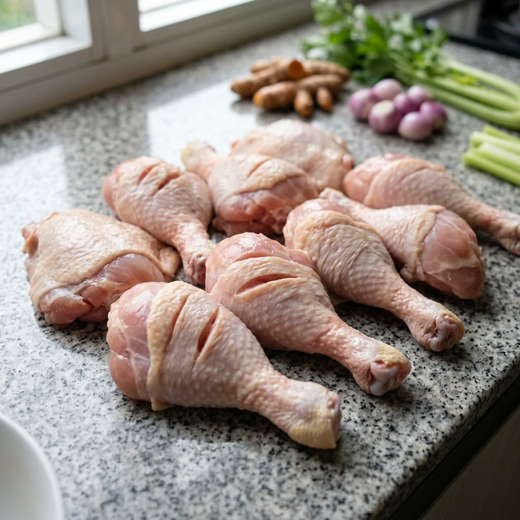 bone-in chicken (ayam bertulang) for Soto Ayam