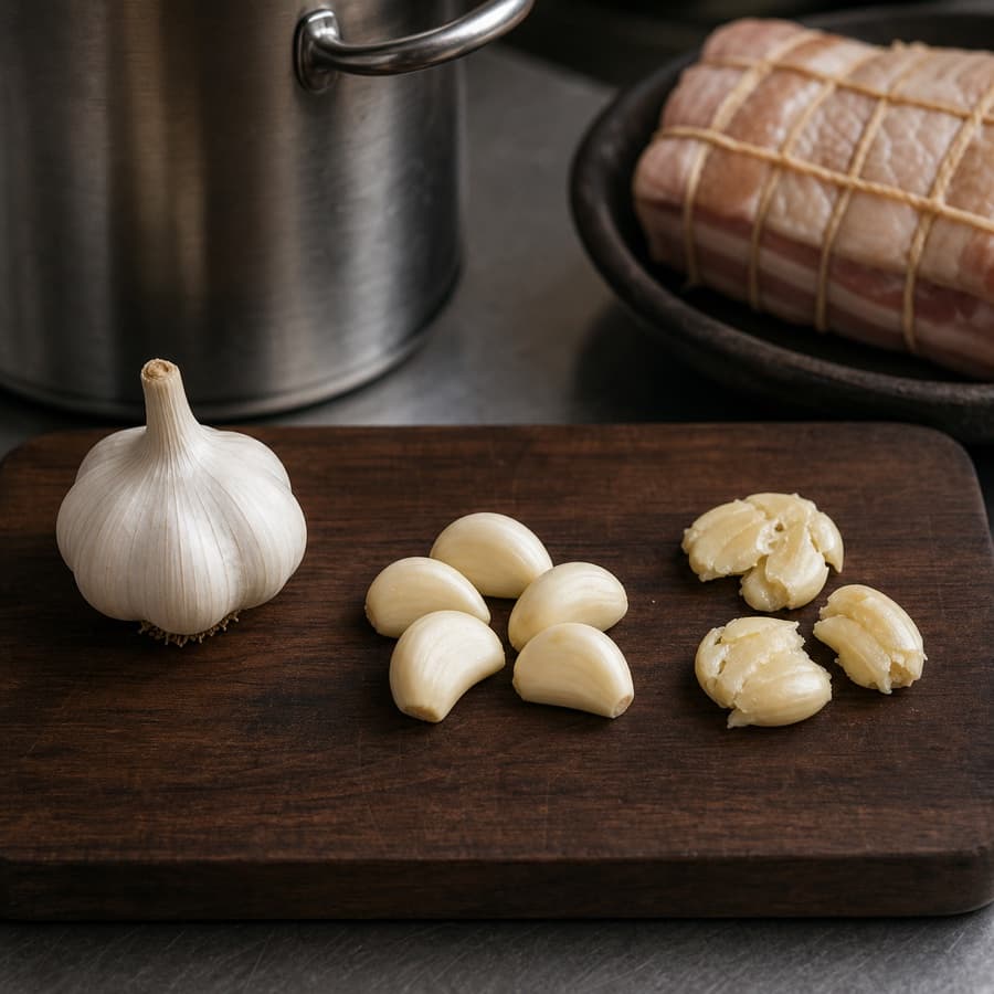 garlic, divided (bawang putih, dibagi) for Tonkotsu Shoyu Ramen