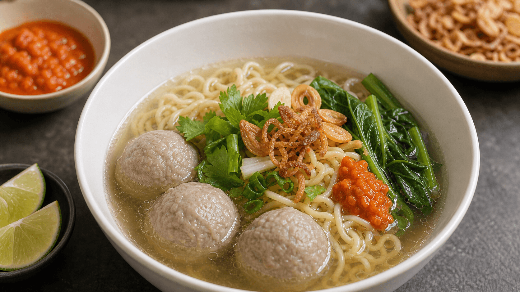 Bakso, stage 5: Finish bowls