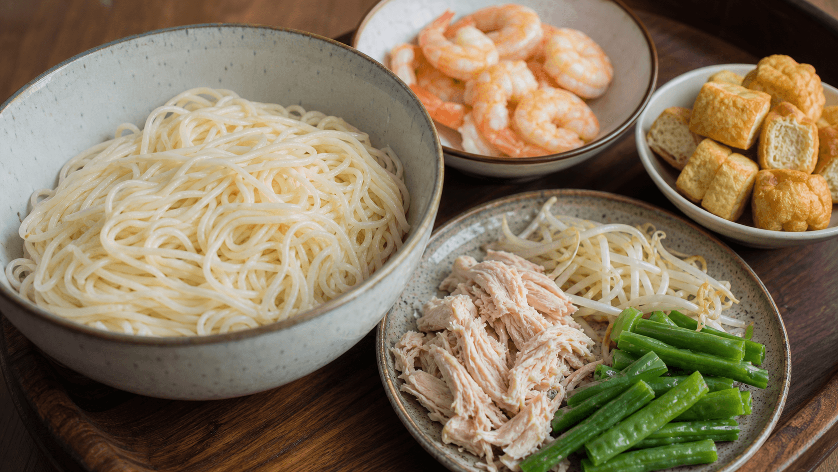 Laksa Lemak, stage 4: Cook noodles and toppings