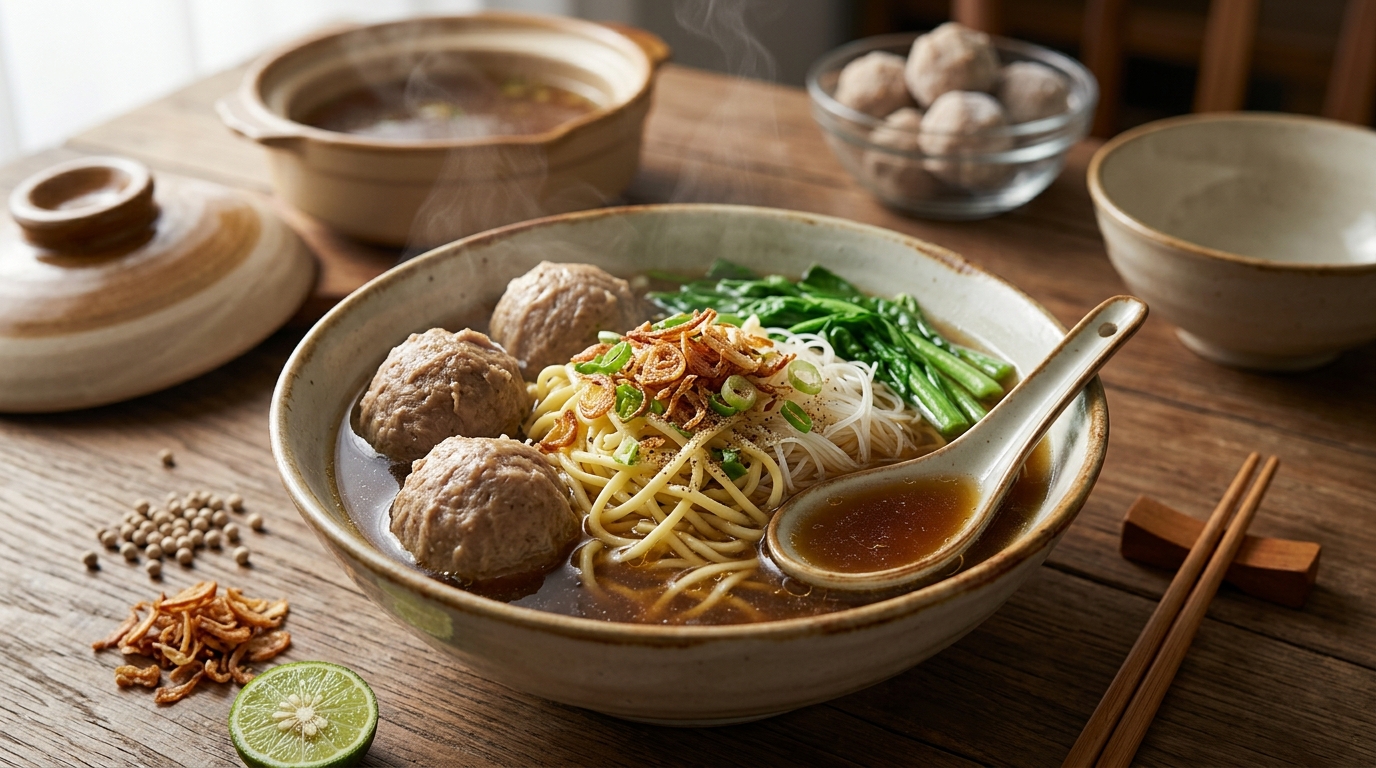 Bakso plated dish reference
