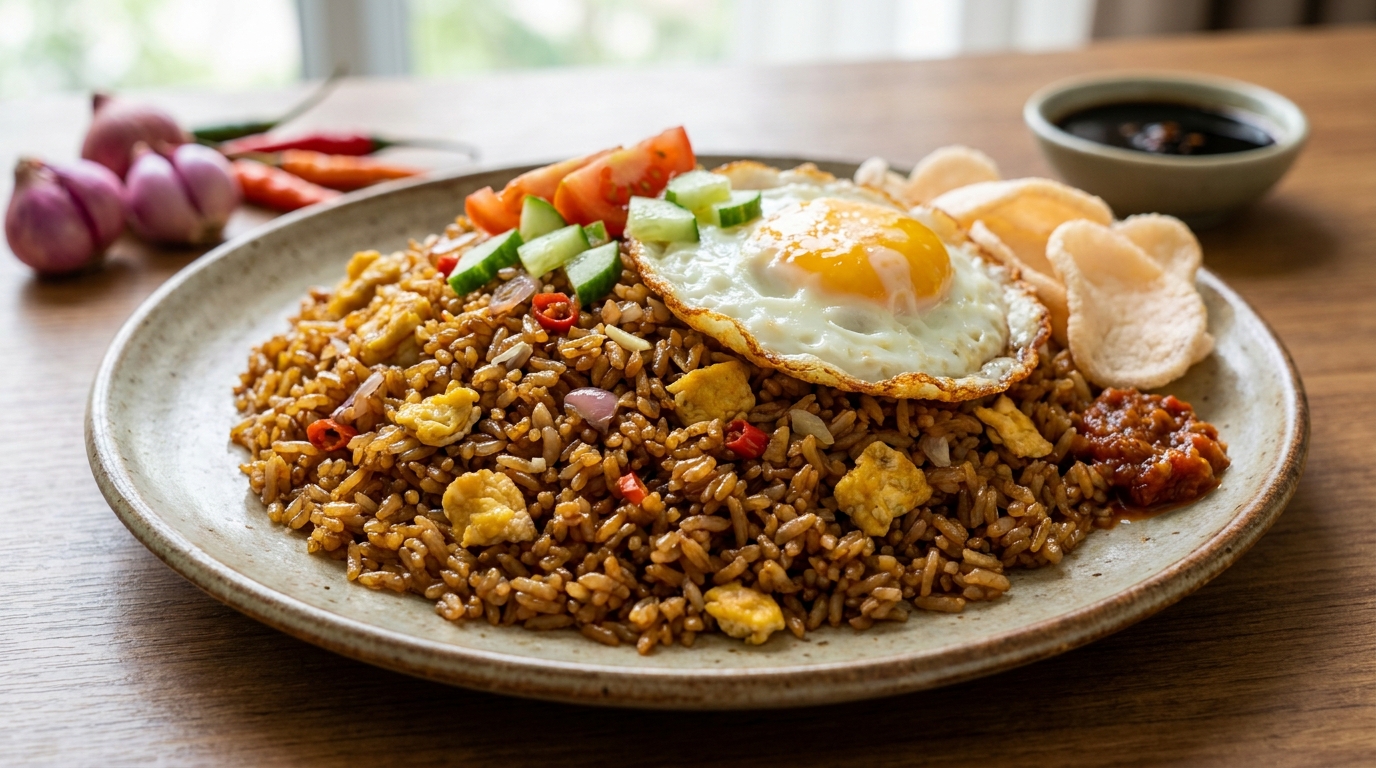 Nasi Goreng plated dish reference