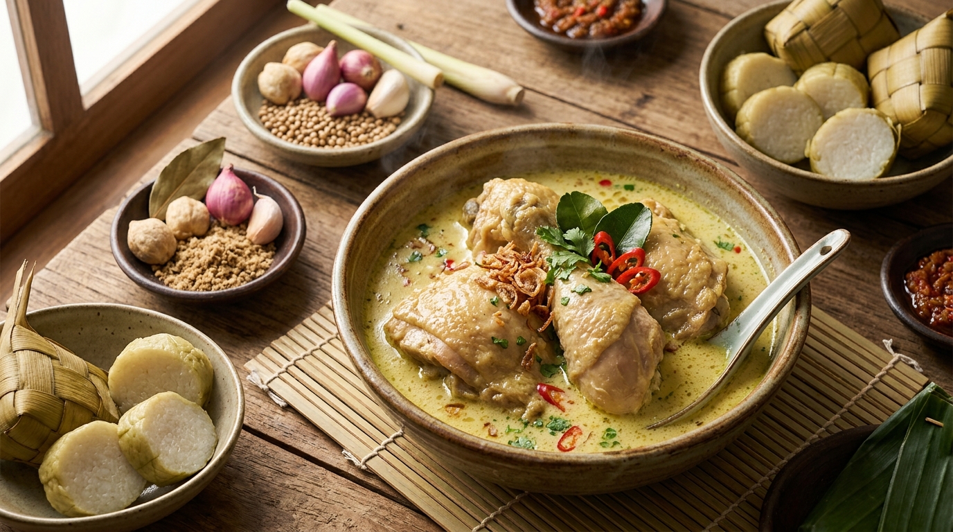 Opor Ayam plated dish reference