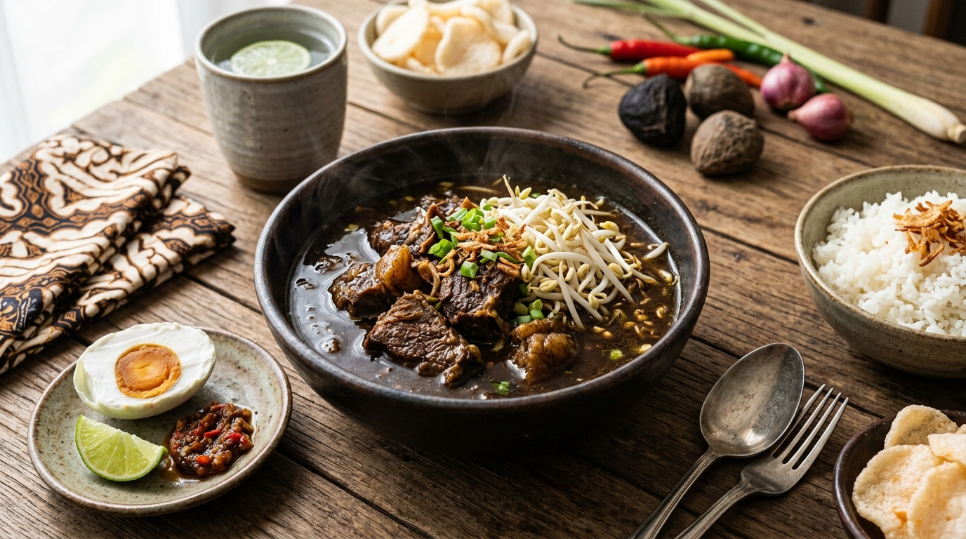 Rawon plated dish reference