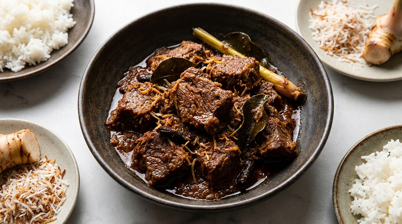 Rendang plated dish reference