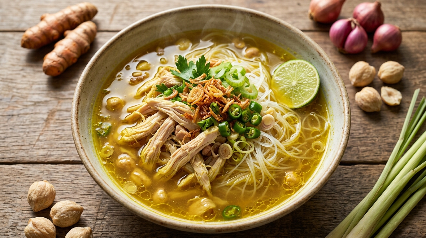 Soto Ayam plated dish reference